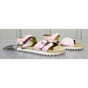 Cat & Jack Little Girls' Shaelyn Pink Plaid Dual Strap Open Toe Sandals